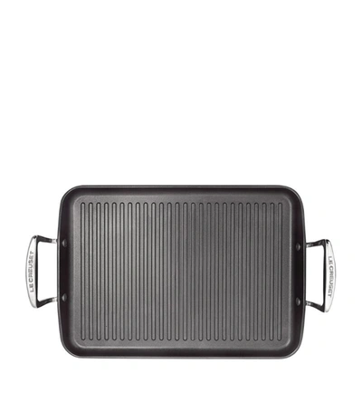 Le Creuset Toughened Non-stick Ribbed Rectangular Grill (35cm) In Black
