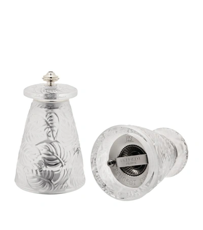 Lalique Feuilles Crystal Salt And Pepper Grinders In Clear