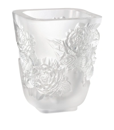 Lalique Crystal Peony Vase (14cm) In Clear