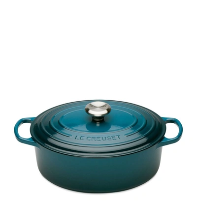 Le Creuset Cast Iron Oval Casserole Dish (29cm) In Turquoise