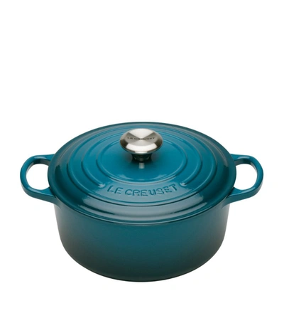 Le Creuset Cast Iron Round Casserole Dish (24cm) In Turquoise