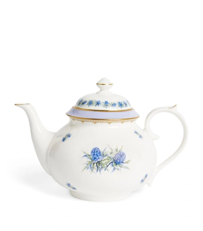 Halcyon Days Shell Garden Floral Teapot In Blue