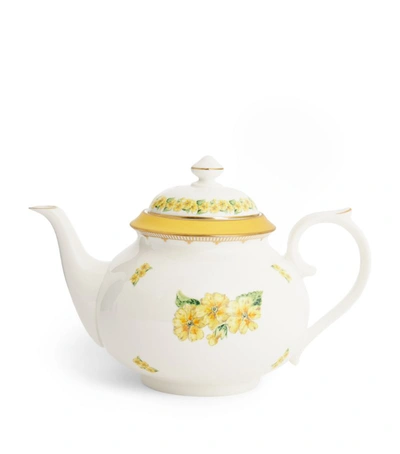 Halcyon Days Shell Garden Floral Teapot In Yellow