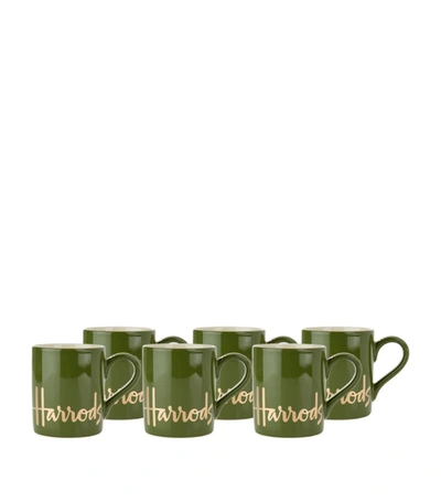 Harrods 6 Green Logo Mugs