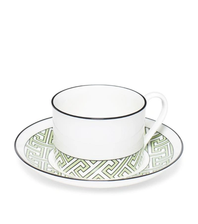 O.w.london Maze Teacup And Saucer In Green