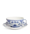 ROYAL COPENHAGEN BLUE FLUTED FULL LACE TEACUP AND SAUCER,16236489