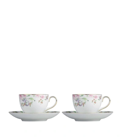 Wedgwood Sweet Plum Teacups And Saucers (set Of 2) In Multi