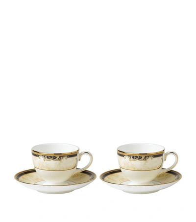 Wedgwood Cornucopia Teacups And Saucers (set Of 2) In Blue