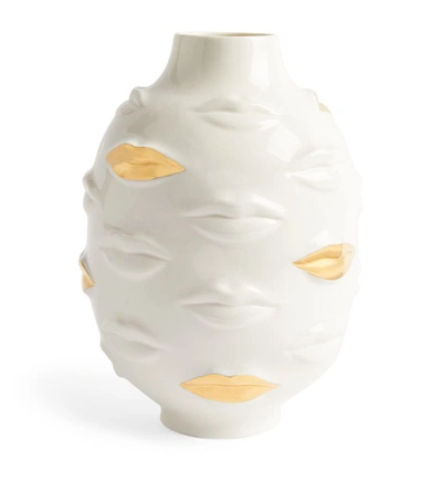 Jonathan Adler Gilded Gala Round Vase White/gold