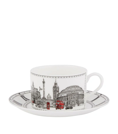 Halcyon Days London Icons Teacup And Saucer In Black