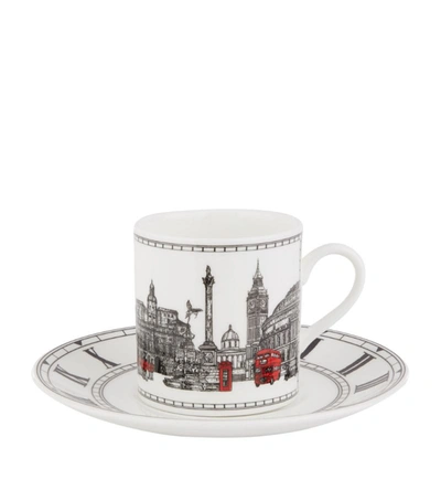 Halcyon Days London Icons Espresso Cup And Saucer In Black