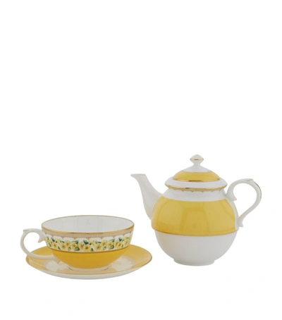 Halcyon Days Shell Garden Floral Tea For One In Yellow