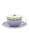 HALCYON DAYS SHELL GARDEN FLORAL TEACUP AND SAUCER,16567598