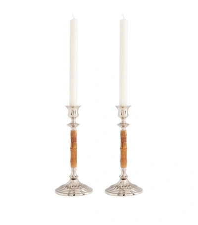 Soho Home Large Cheswell Candle Holders (set Of 2) In Silver