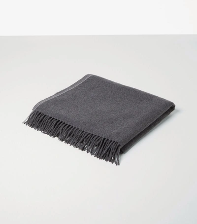 Brunello Cucinelli Cashmere Fringed Throw (140cm X 140cm) In Grey