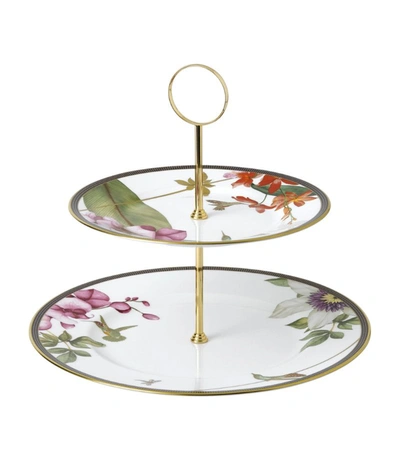 Wedgwood Hummingbird Fine Bone China Two-tier Cake Stand In Multi