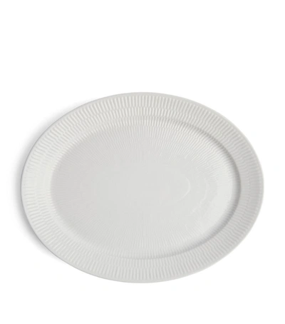 Royal Copenhagen White Fluted Oval Dish (34cm X 27.5cm)
