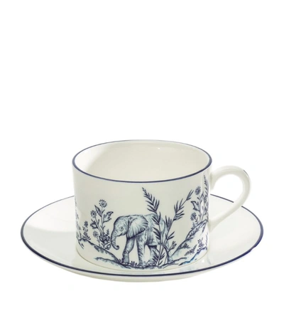 Halcyon Days X Nina Campbell Serengeti Teacup And Saucer In Multi