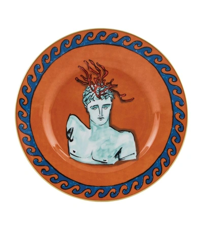 Ginori 1735 Il Viaggio Di Nettuno Flat Dessert Plate In Orange