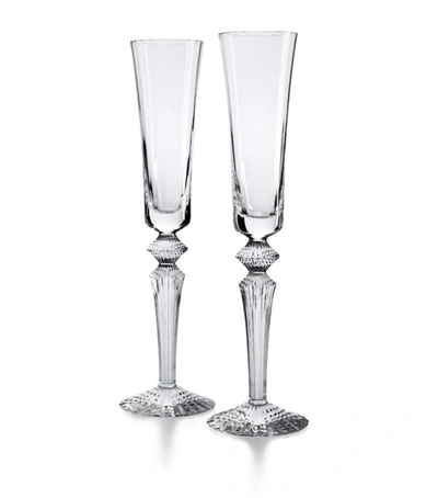 Baccarat Mille Nuits Flutissimo Set Of 2 Lead Crystal Flutes In Clear