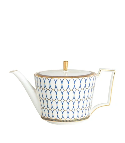 Wedgwood "renaissance Gold" Teapot, 2.1 Pts. In Blue