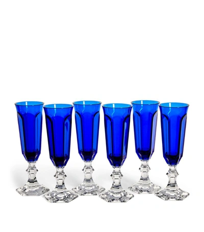 Mario Luca Giusti Set Of 6 Dolce Vita Champagne Flutes (150ml) In Blue