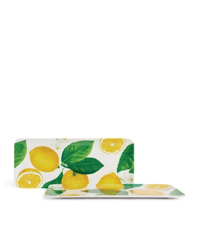 Eddingtons Set Of 2 Lemon Fresh Long Platters (45cm) In Yellow