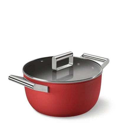 Smeg 50s Style Casserole Pan With Lid (36cm) In Red