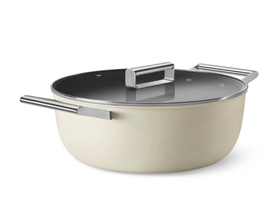 Smeg 50s Style Casserole Pan With Lid (26cm) In Beige