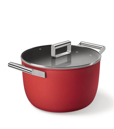 Smeg 50s Style Casserole Pan With Lid (38cm) In Red
