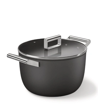 Smeg 50s Style Casserole Pan With Lid (38cm) In Black