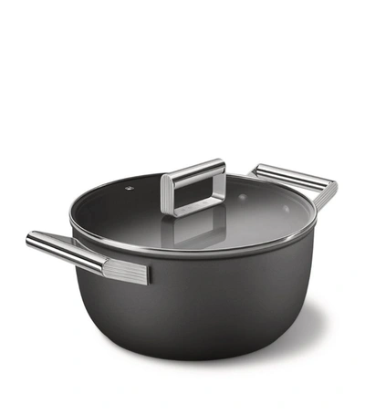 Smeg 50s Style Casserole Pan With Lid (36cm) In Black