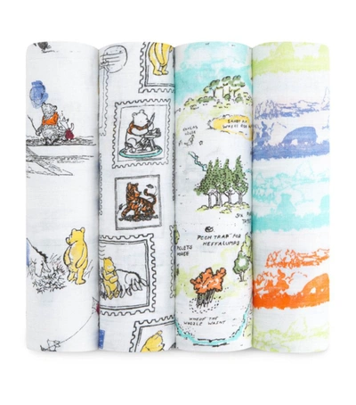Aden + Anais Winnie The Pooh Swaddle Blanket (set Of 4) In White
