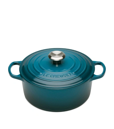 Le Creuset Cast Iron Round Casserole Dish (28cm) In Turquoise