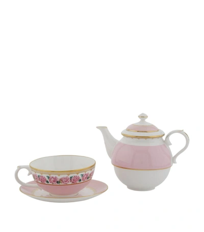 Halcyon Days Shell Garden Floral Tea For One In Pink