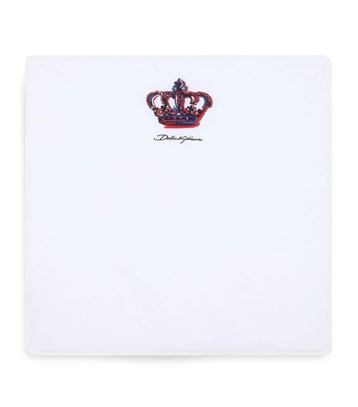 Dolce & Gabbana Dg Crown Logo-print Cotton Blanket In White