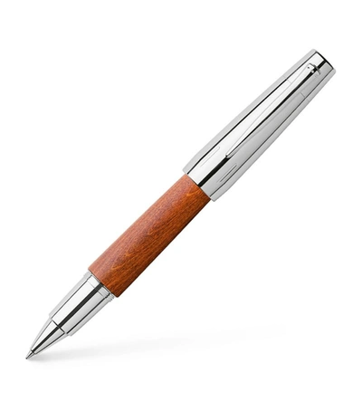 Faber Castell E-motion Pearwood Rollerball Pen In Brown