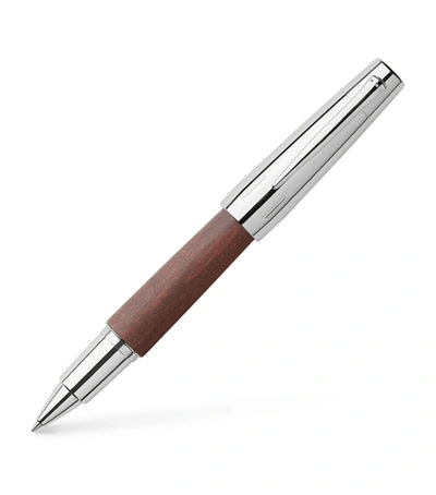 Faber Castell E-motion Pearwood Rollerball Pen In Brown