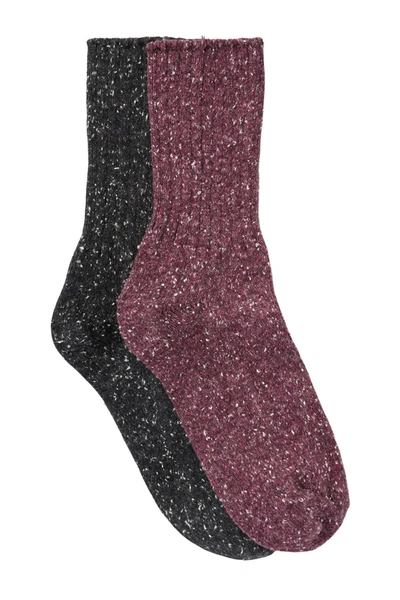 Hue Tweed Ribbed Boot Socks In Sangria