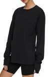 Good American Long Sleeve Crewneck T-shirt In Black001