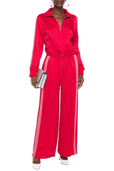 Valentino Striped Satin-crepe Wide-leg Jumpsuit In Red