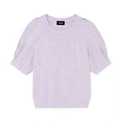 Monrow Supersoft Puff Sleeve Sweatshirt In Light Lavender