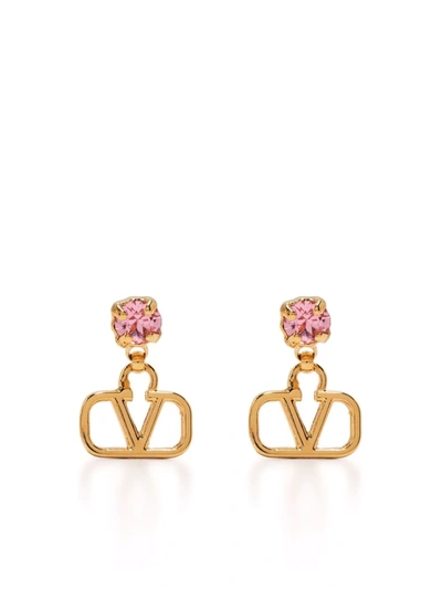 Valentino Garavani Vlogo Signature Crystal Earrings In Gold