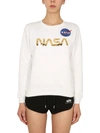 Alpha Industries Nasa-logo Sweatshirt In White