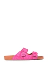 L'autre Chose Crocodile-embossed Double Strap Sandals In Fuchsia