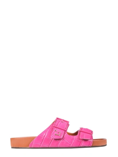 L'autre Chose Sandals With Coconut Print Leather In Fuchsia
