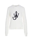 Jw Anderson Women Maglia Con Intarsio Logo In White