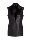Ferragamo Leather Sleeveless Jacket In Brown