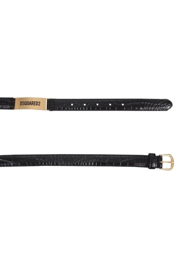 Dsquared2 Croc-skin Embellished Belt In Black