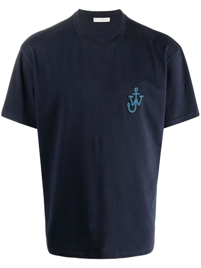Jw Anderson Navy Blue Anchor T-shirt In Blue